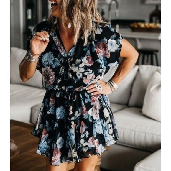 🆕✨AAKAA✨FLORAL SHEER MINI DRESS - Picture 5 of 7